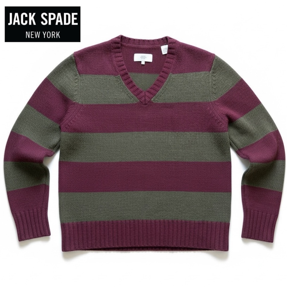 Jack Spade Bleecker St NY Wool + Cashmere Blend Sweater V-Neck Jumper | Size L